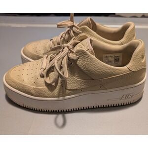 Nike Air Force 1 Sage Low Platform Sneakers Beige Leather Womens Size  9